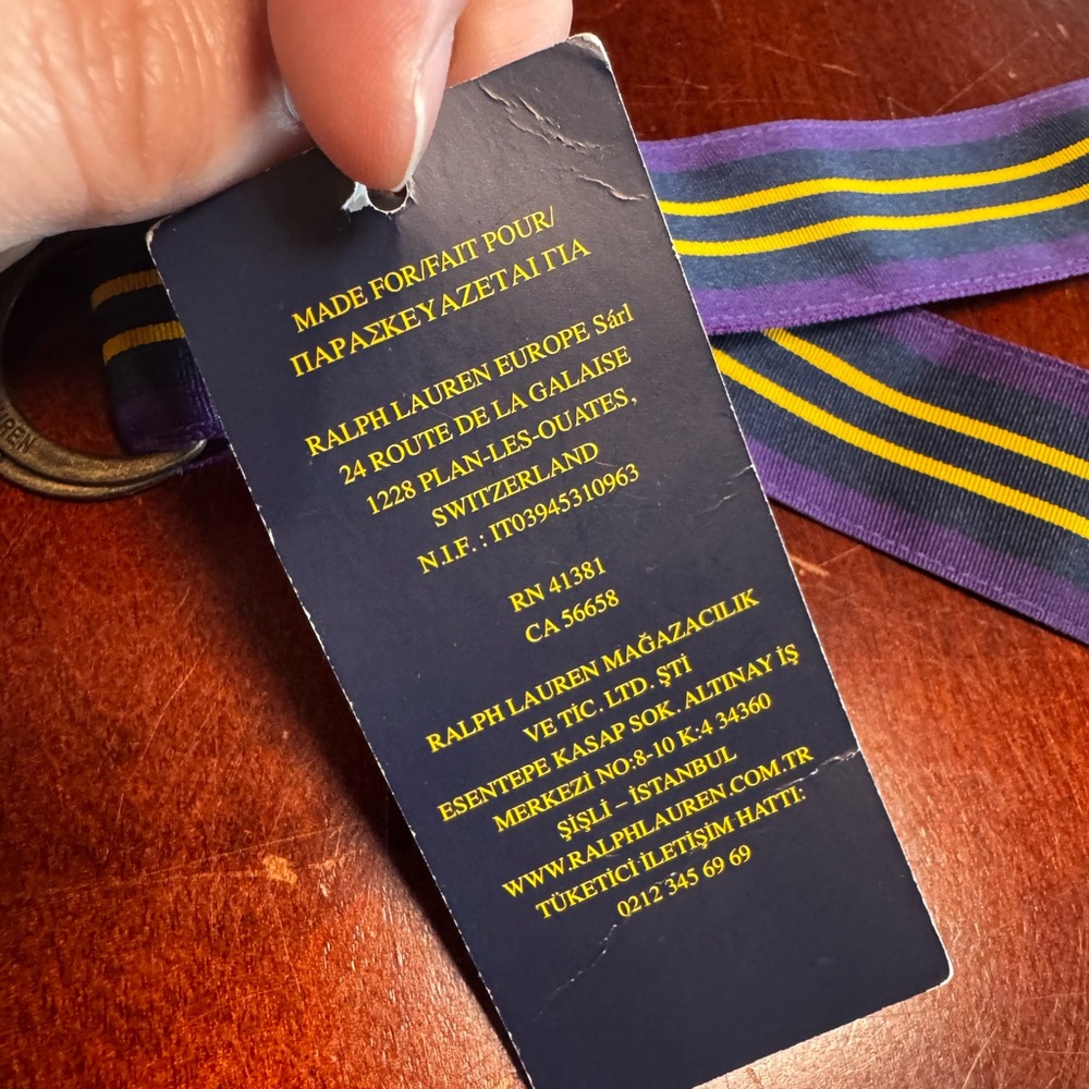 Polo Ralph Lauren Purple Navy and Yellow Striped Belt - Picture 3 of 8